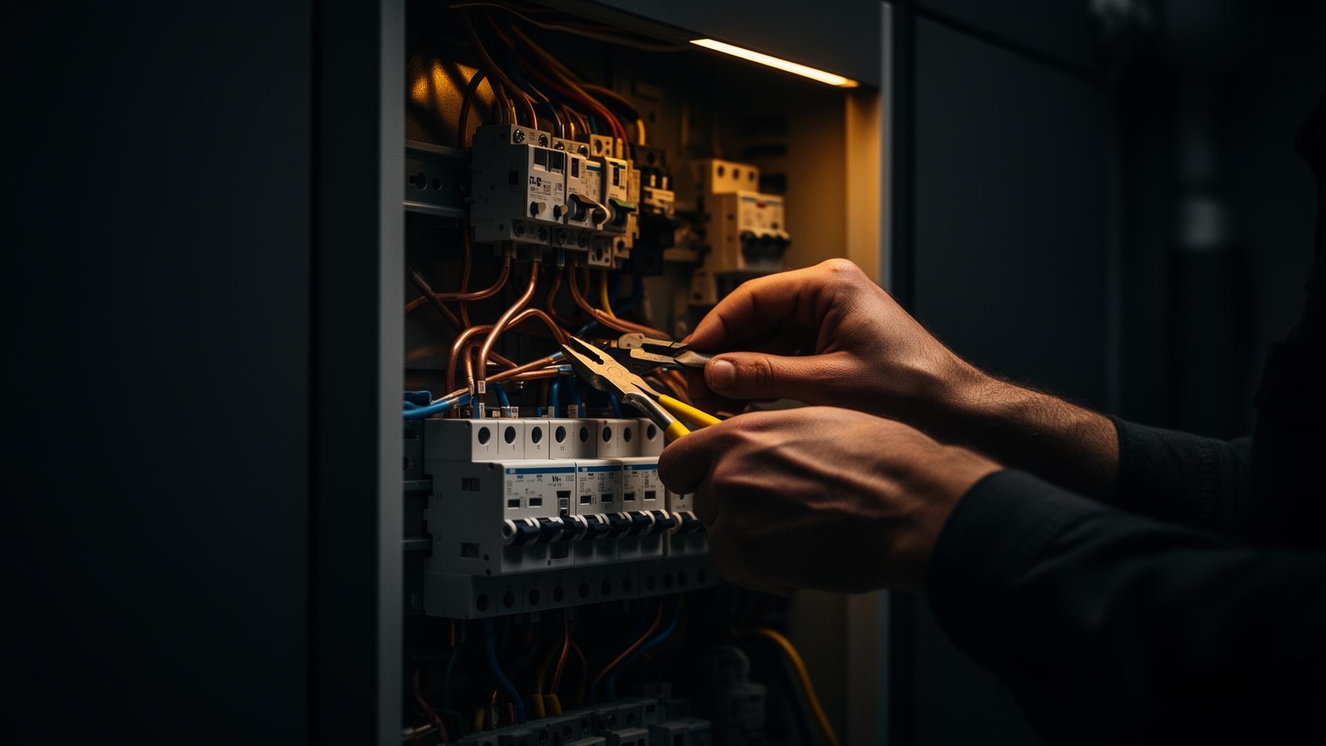 Electrician working on a modern panel